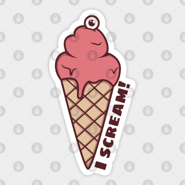 Strange ice cream - I scream Sticker by OgyDesign